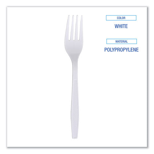 Heavyweight Wrapped Polypropylene Cutlery, Fork, White, 1,000/carton