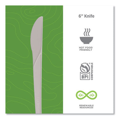 Plantware Compostable Cutlery, Knife, 6", White, 1,000/carton