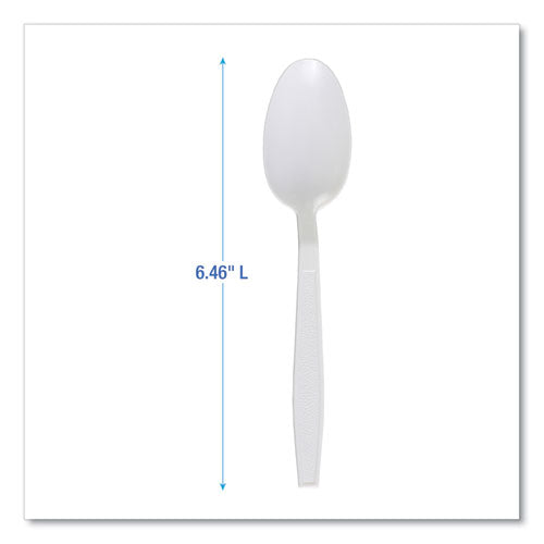 Heavyweight Polypropylene Cutlery, Teaspoon, White, 1000/carton