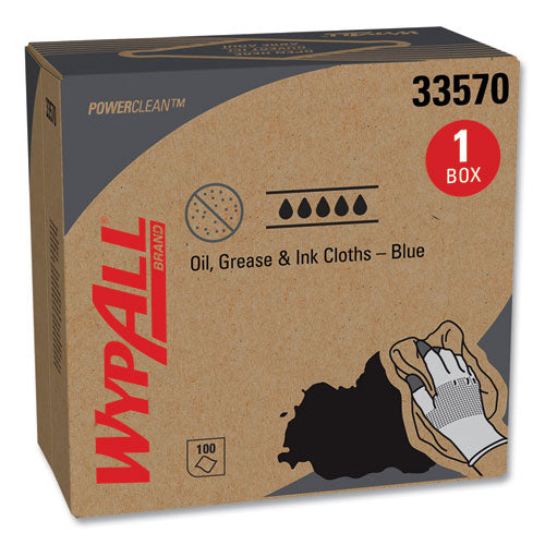 Power Clean Oil, Grease And Ink Cloths, Pop-up Box, 8.8 X 16.8, Blue, 100/box, 5/carton