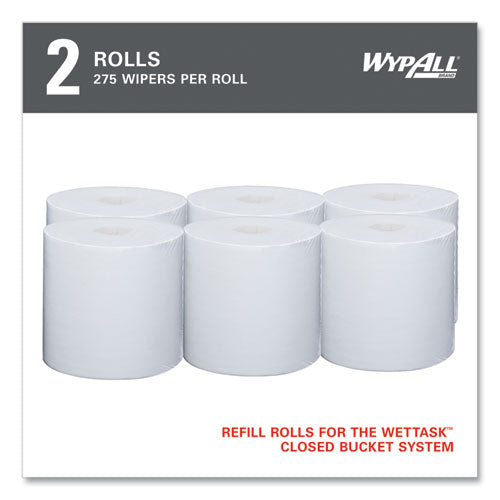 Power Clean Wipers For Solvents Wettask Customizable Wet Wiping System, Wipers Only, 9 X 15, White, 275/roll, 2 Rolls/carton