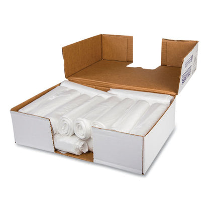 Low-density Commercial Can Liners, Coreless Perforated Roll, 10 Gal, 0.35mil, 24" X 24", Clear, 50 Bags/roll, 20 Rolls/carton