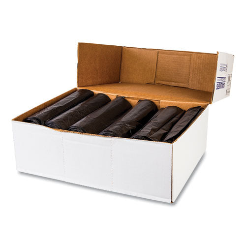 High-density Commercial Can Liners, 16 Gal, 6 Mic, 24" X 33", Black, 50 Bags/roll, 20 Perforated Rolls/carton