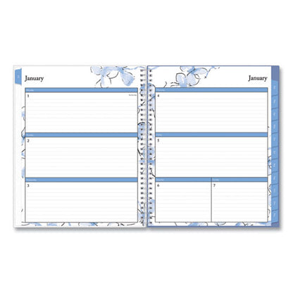 Lindley Weekly/monthly Planner, Lindley Floral Artwork, 11 X 8.5, White/blue/green Cover, 12-month (jan To Dec): 2024