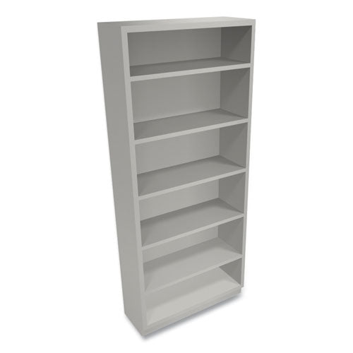 Metal Bookcase, Six-shelf, 34.5w X 12.63d X 81.13h, Light Gray