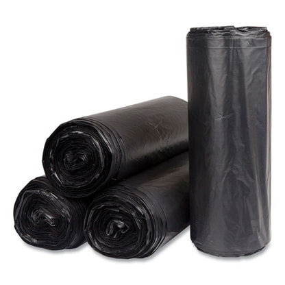 High-density Commercial Can Liners, 60 Gal, 22 Mic, 38" X 60", Black, 25 Bags/roll, 6 Interleaved Rolls/carton