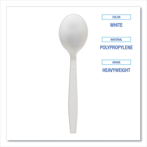 Heavyweight Polypropylene Cutlery, Soup Spoon, White, 1000/carton