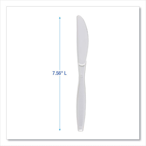 Heavyweight Polypropylene Cutlery, Knife, White, 1000/carton