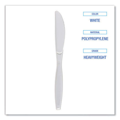 Heavyweight Polypropylene Cutlery, Knife, White, 1000/carton