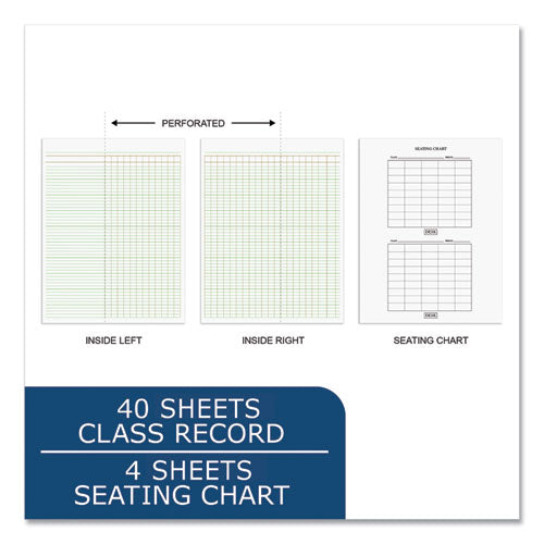 Teacher's Record Roll Book, Five To Six Week Term: Two-page Spread (50 Students), 11 X 8.5, Green/gold Cover