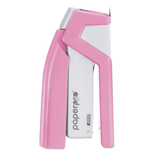 Incourage Spring-powered Compact Stapler With Antimicrobial Protection, 20-sheet Capacity, Pink/gray