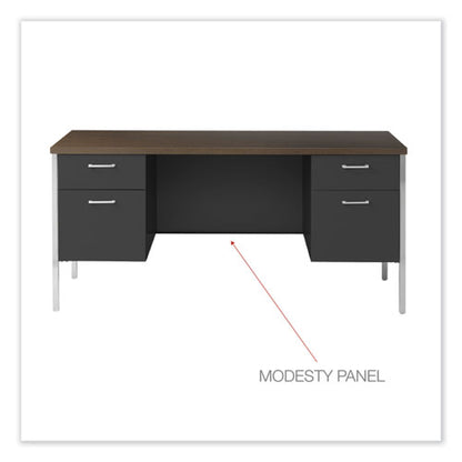 Double Pedestal Steel Credenza, 60w X 24d X 29.5h, Mocha/black