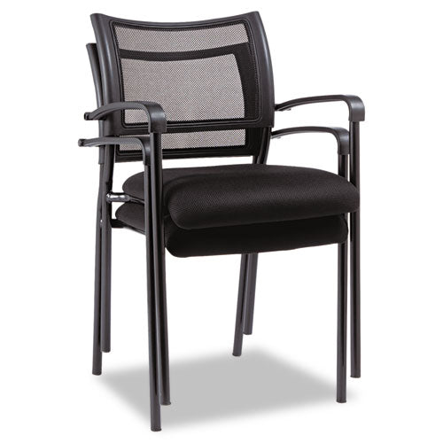 Alera Eikon Series Stacking Mesh Guest Chair, 20.86" X 24.01" X 33.07", Black Seat, Black Back, Black Base, 2/carton