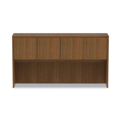 Alera Valencia Series Hutch With Doors, 4 Compartments, 64.75w X 15d X 35.38h, Modern Walnut