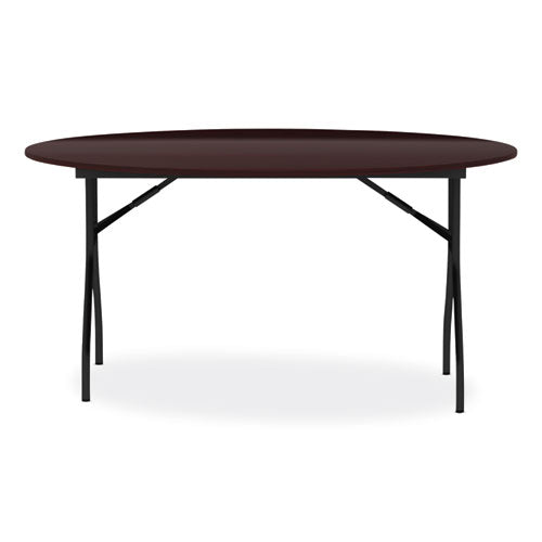 Round Wood Folding Table, 59" Diameter X 29.13h, Mahogany