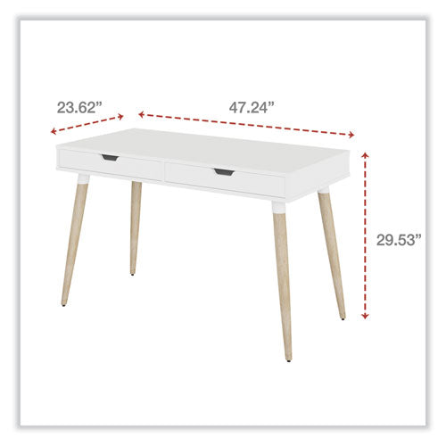 Scandinavian Writing Desk, 47.24" X 23.62" X 29.53", White/beigewood