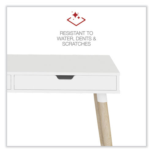 Scandinavian Writing Desk, 47.24" X 23.62" X 29.53", White/beigewood