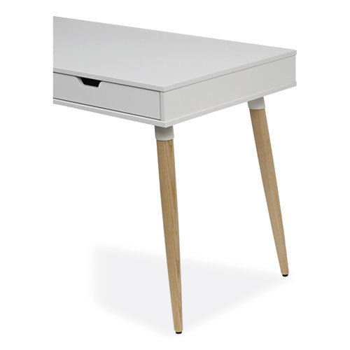 Scandinavian Writing Desk, 47.24" X 23.62" X 29.53", White/beigewood