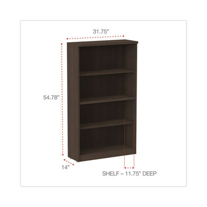 Alera Valencia Series Bookcase, Four-shelf, 31.75w X 14d X 54.88h, Espresso