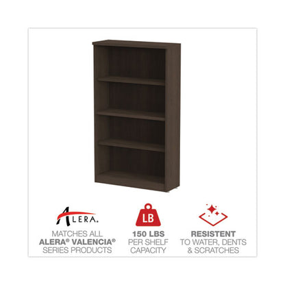 Alera Valencia Series Bookcase, Four-shelf, 31.75w X 14d X 54.88h, Espresso