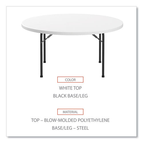 Round Plastic Folding Table, 60" Diameter X 29.25h, White