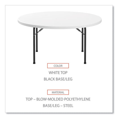 Round Plastic Folding Table, 60" Diameter X 29.25h, White