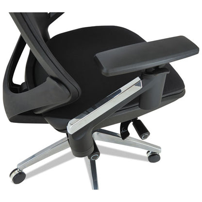 Alera Eb-w Series Pivot Arm Multifunction Mesh Chair, Supports 275 Lb, 18.62" To 22.32" Seat, Black Seat/back, Aluminum Base