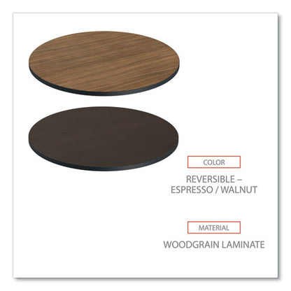 Reversible Laminate Table Top, Round, 35.5" Diameter, Espresso/walnut