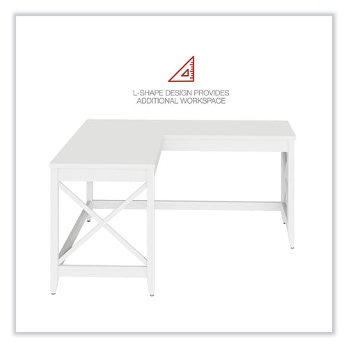 L-shaped Farmhouse Desk, 58.27" X 58.27" X 29.53", White