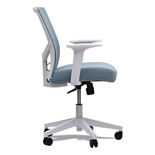 Mesh Back Fabric Task Chair, Supports Up To 275 Lb, 17.32" To 21.1" Seat Height, Seafoam Blue Seat/back