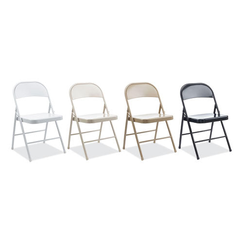 Armless Steel Folding Chair, Supports Up To 275 Lb, Black Seat, Black Back, Black Base, 4/carton