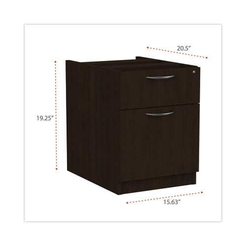 Alera Valencia Series Hanging Pedestal File, Left/right, 2-drawers: Box/file, Legal/letter, Espresso, 15.63" X 20.5" X 19.25"