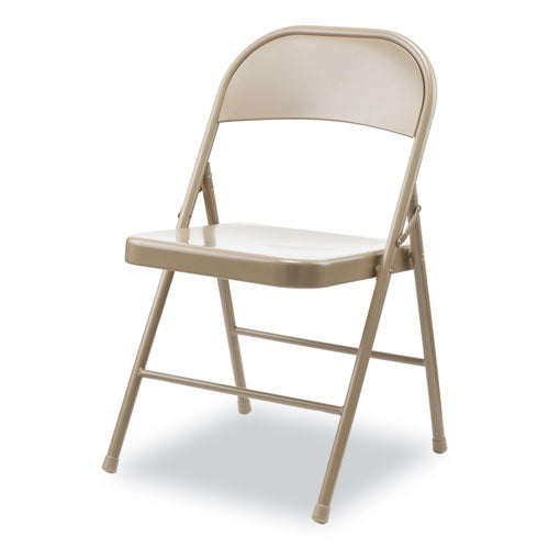 Armless Steel Folding Chair, Supports Up To 275 Lb, Tan Seat, Tan Back, Tan Base, 4/carton