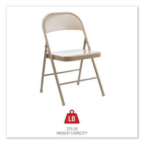 Armless Steel Folding Chair, Supports Up To 275 Lb, Tan Seat, Tan Back, Tan Base, 4/carton