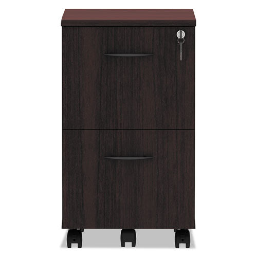 Alera Valencia Series Mobile Pedestal, Left Or Right, 2 Legal/letter-size File Drawers, Mahogany, 15.38" X 20" X 26.63"