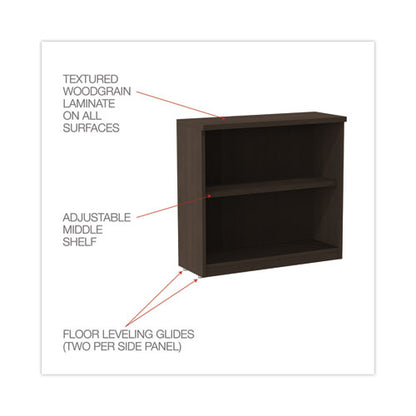 Alera Valencia Series Bookcase, Two-shelf, 31.75w X 14d X 29.5h, Espresso