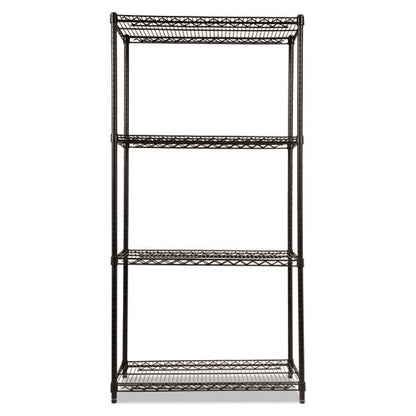 Nsf Certified Industrial Four-shelf Wire Shelving Kit, 36w X 18d X 72h, Black