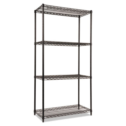 Nsf Certified Industrial Four-shelf Wire Shelving Kit, 36w X 18d X 72h, Black