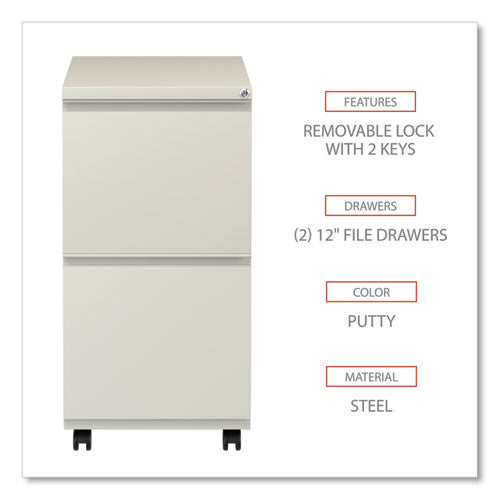 File Pedestal With Full-length Pull, Left Or Right, 2 Legal/letter-size File Drawers, Putty, 14.96" X 19.29" X 27.75"