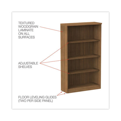 Alera Valencia Series Bookcase, Four-shelf, 31.75w X 14d X 54.88h, Modern Walnut