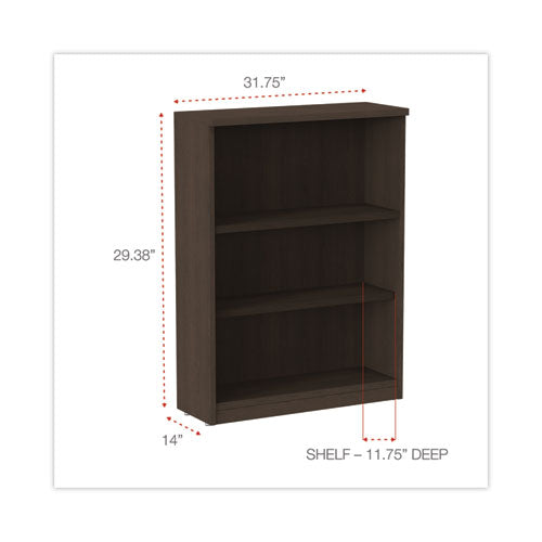 Alera Valencia Series Bookcase, Three-shelf, 31.75w X 14d X 39.38h, Espresso