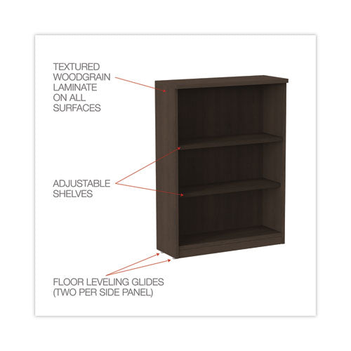 Alera Valencia Series Bookcase, Three-shelf, 31.75w X 14d X 39.38h, Espresso