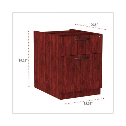 Alera Valencia Series Hanging Pedestal File, Left/right, 2-drawers: Box/file, Legal/letter, Mahogany, 15.63" X 20.5" X 19.25"