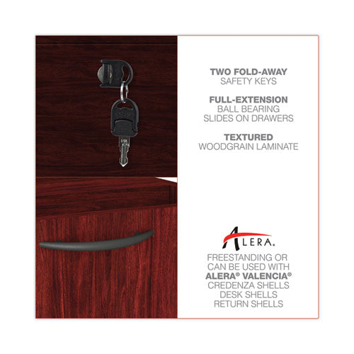 Alera Valencia Series Hanging Pedestal File, Left/right, 2-drawers: Box/file, Legal/letter, Mahogany, 15.63" X 20.5" X 19.25"