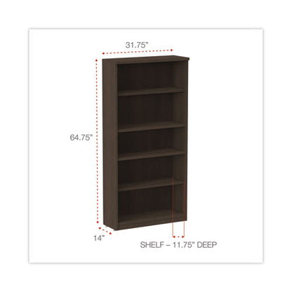 Alera Valencia Series Bookcase, Five-shelf, 31.75w X 14d X 64.75h, Espresso