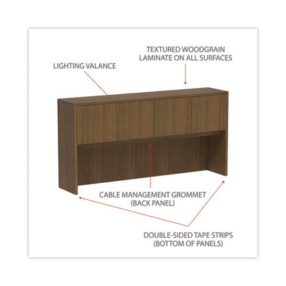 Alera Valencia Series Hutch With Doors, 4 Compartments, 70.63w X 15d X 35.38h, Modern Walnut