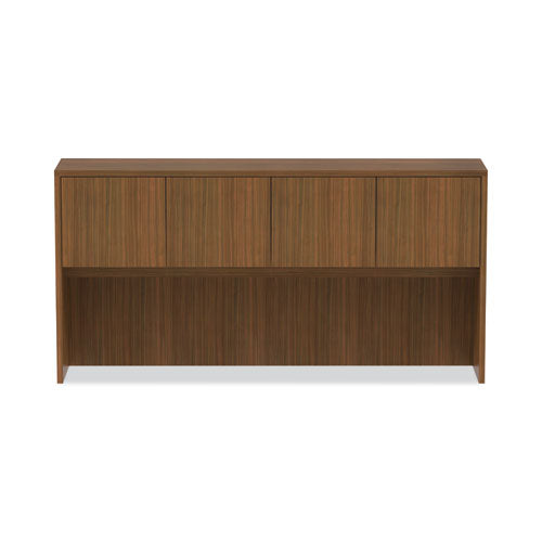 Alera Valencia Series Hutch With Doors, 4 Compartments, 70.63w X 15d X 35.38h, Modern Walnut