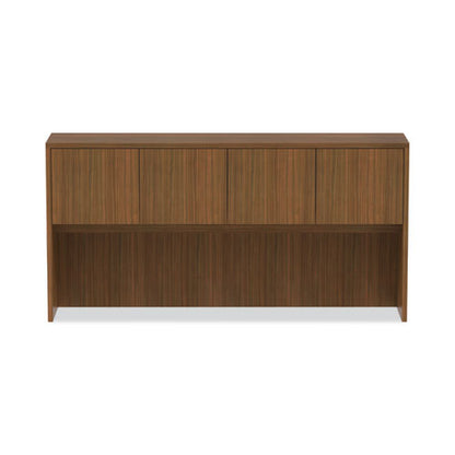 Alera Valencia Series Hutch With Doors, 4 Compartments, 70.63w X 15d X 35.38h, Modern Walnut