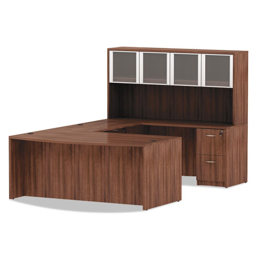 Alera Valencia Series Bow Front Desk Shell, 71" X 41.38" X 29.63", Modern Walnut