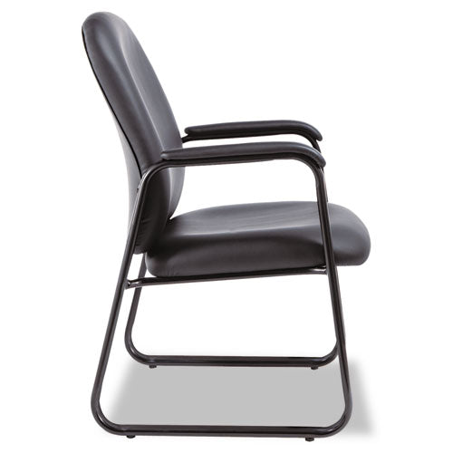 Alera Genaro Bonded Leather High-back Guest Chair, 24.60" X 24.80" X 36.61", Black Seat, Black Back, Black Base